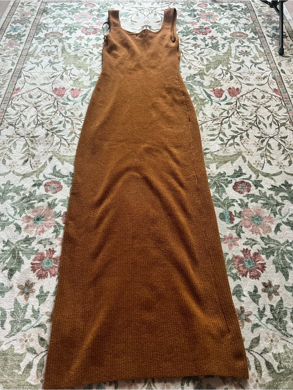 Camila Coelho ribbed sweater tank maxi dress XS Brown Tan Camel